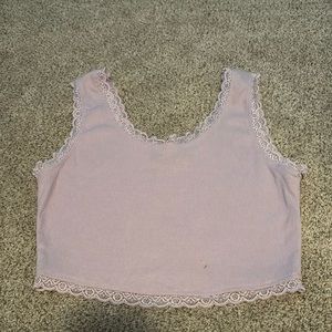 Shein ribbed laced light purple tank top (size small)